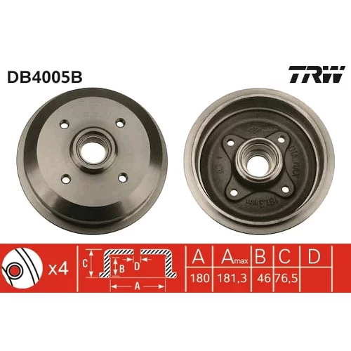 Brzdový bubon TRW DB4005B