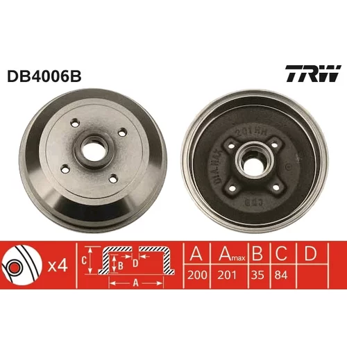 Brzdový bubon TRW DB4006B