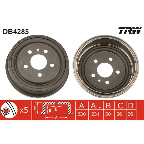 Brzdový bubon TRW DB4285