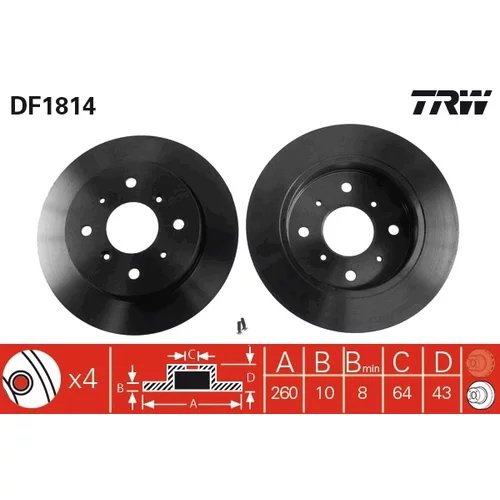 Brzdový kotúč TRW DF1814