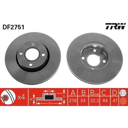 Brzdový kotúč TRW DF2751