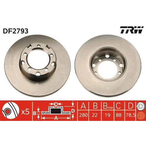 Brzdový kotúč TRW DF2793