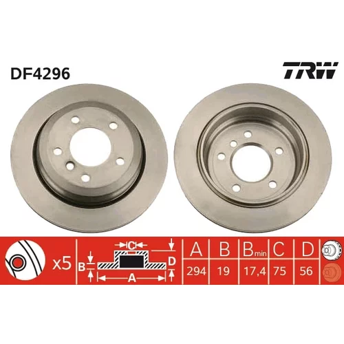 Brzdový kotúč TRW DF4296