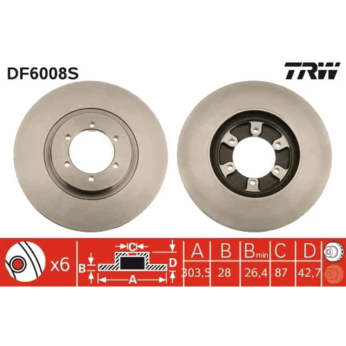 Brzdový kotúč TRW DF6008S