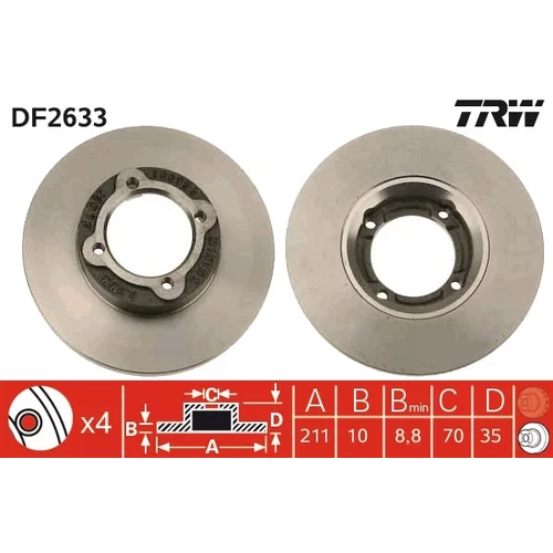 Brzdový kotúč TRW DF2633