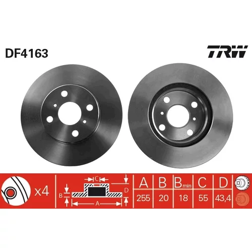 Brzdový kotúč TRW DF4163