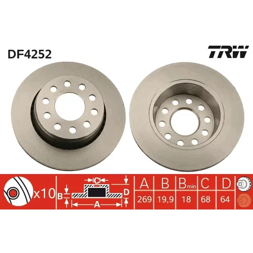 Brzdový kotúč TRW DF4252