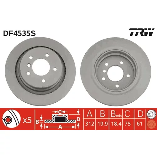 Brzdový kotúč TRW DF4535S