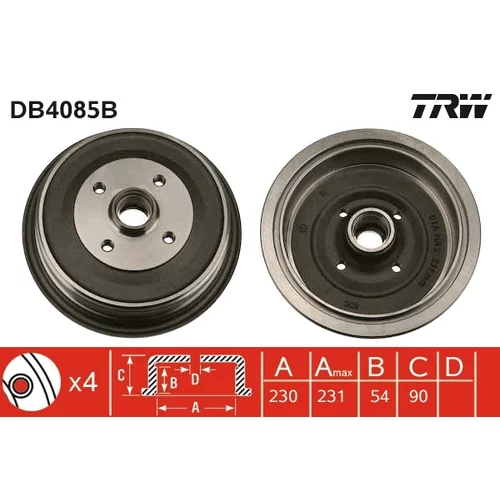 Brzdový bubon TRW DB4085B