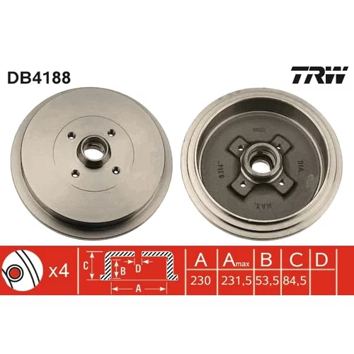 Brzdový bubon TRW DB4188