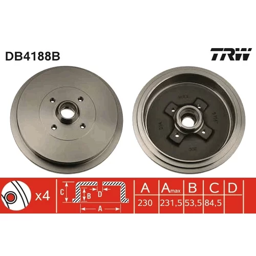 Brzdový bubon TRW DB4188B