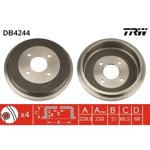 Brzdový bubon TRW DB4244