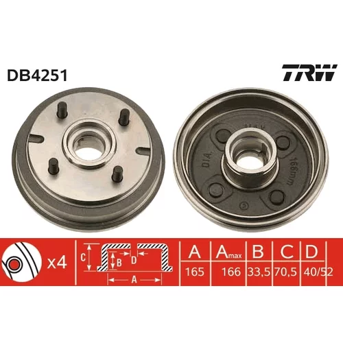 Brzdový bubon TRW DB4251