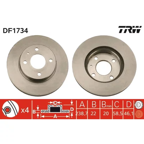 Brzdový kotúč TRW DF1734