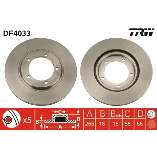 Brzdový kotúč TRW DF4033