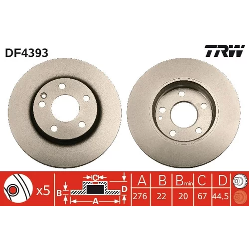 Brzdový kotúč TRW DF4393