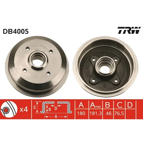 Brzdový bubon TRW DB4005