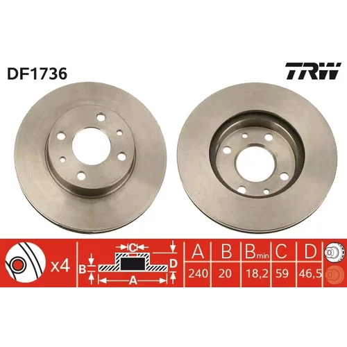 Brzdový kotúč TRW DF1736