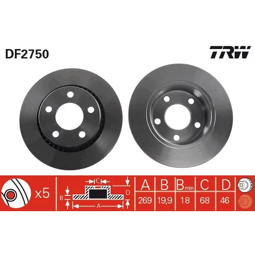 Brzdový kotúč TRW DF2750