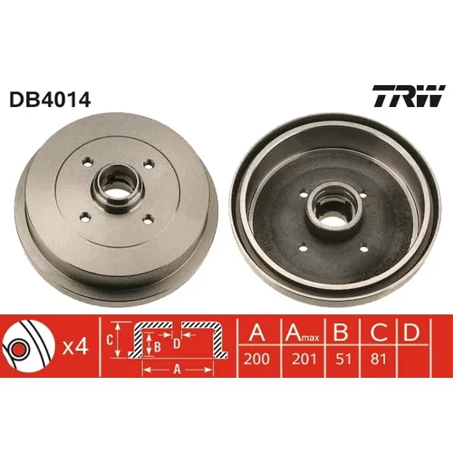 Brzdový bubon TRW DB4014