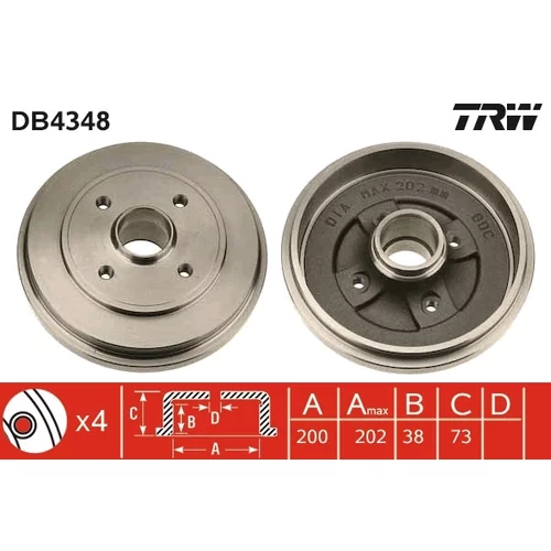 Brzdový bubon TRW DB4348