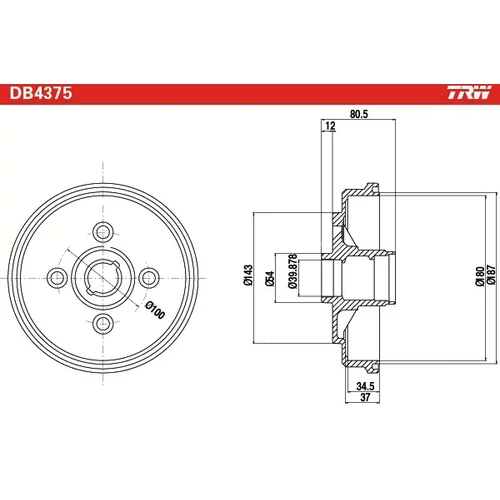 Brzdový bubon DB4375 /TRW/ - obr. 1