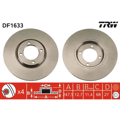 Brzdový kotúč TRW DF1633