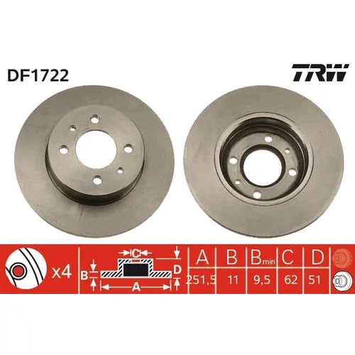 Brzdový kotúč TRW DF1722