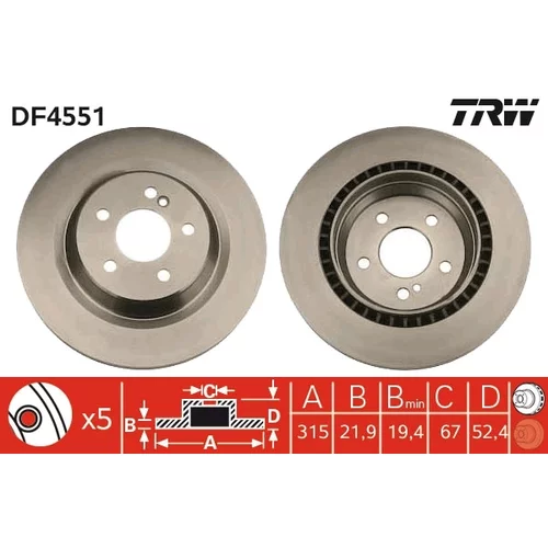 Brzdový kotúč TRW DF4551