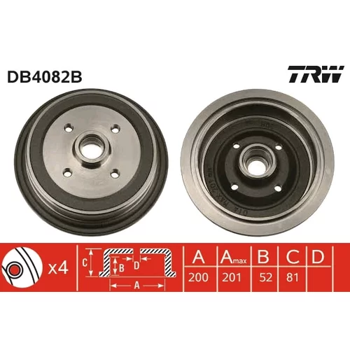 Brzdový bubon TRW DB4082B