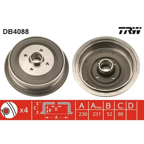 Brzdový bubon TRW DB4088