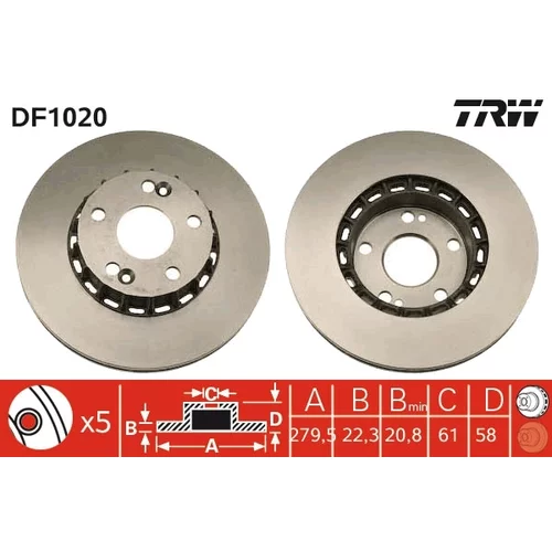 Brzdový kotúč TRW DF1020