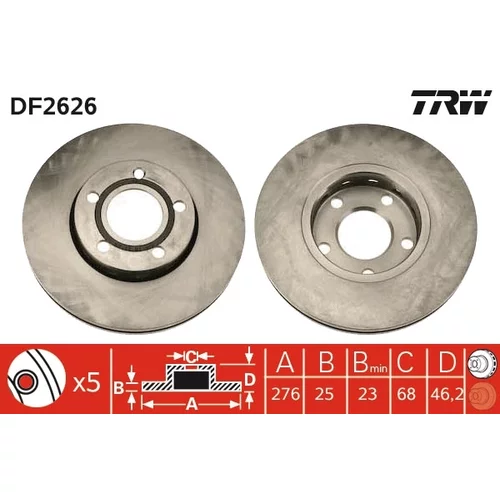 Brzdový kotúč TRW DF2626