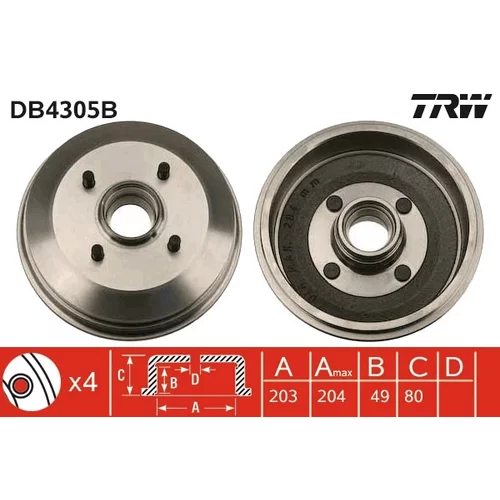 Brzdový bubon TRW DB4305B