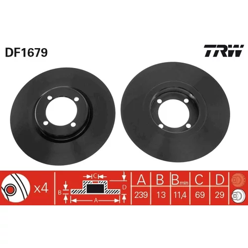 Brzdový kotúč TRW DF1679
