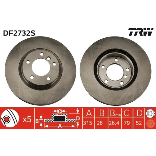 Brzdový kotúč TRW DF2732S