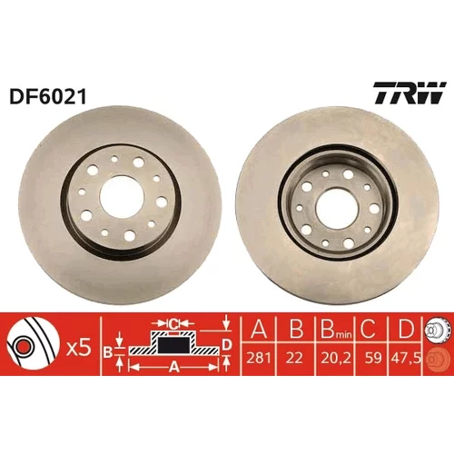 Brzdový kotúč TRW DF6021