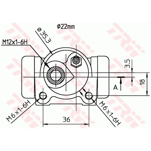 Brzdový valček kolesa BWH114 /TRW/ - obr. 1