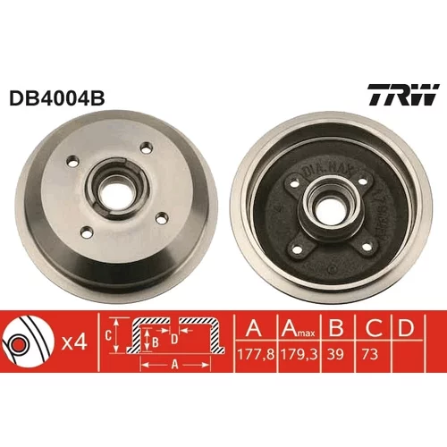 Brzdový bubon TRW DB4004B