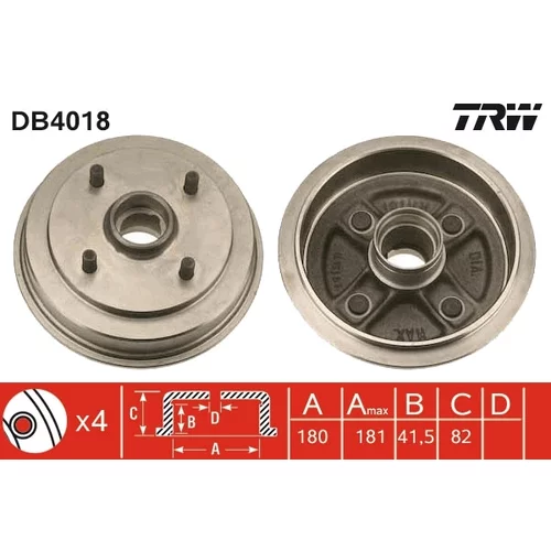 Brzdový bubon TRW DB4018