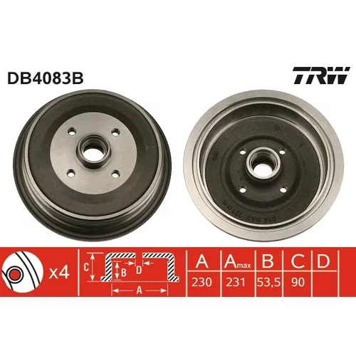 Brzdový bubon TRW DB4083B