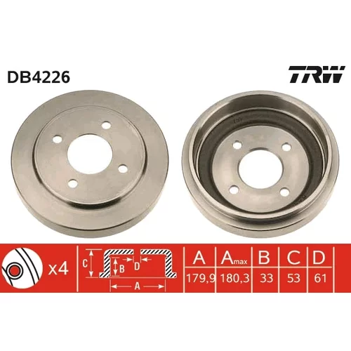 Brzdový bubon TRW DB4226