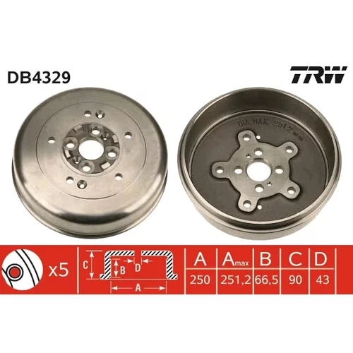Brzdový bubon TRW DB4329