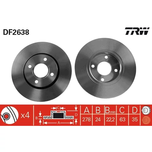 Brzdový kotúč TRW DF2638