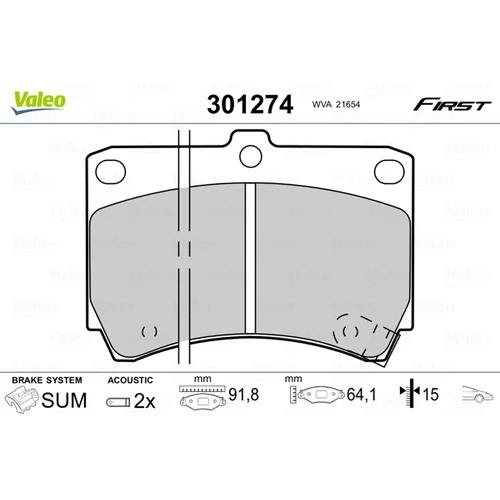 Sada brzdových platničiek kotúčovej brzdy VALEO 301274