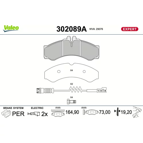 Sada brzdových platničiek kotúčovej brzdy VALEO 302089A