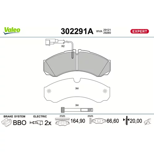 Sada brzdových platničiek kotúčovej brzdy VALEO 302291A