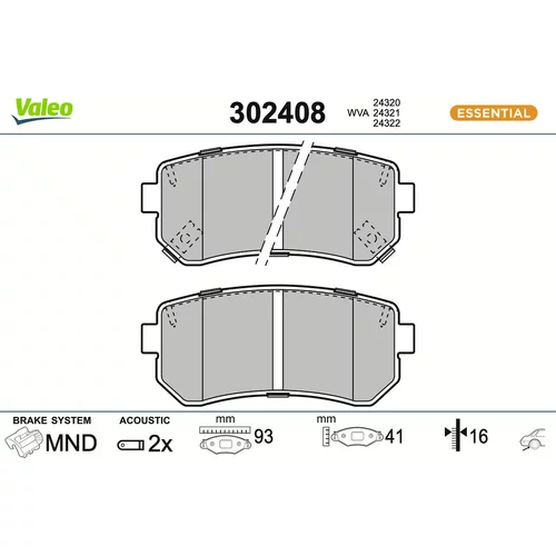 Sada brzdových platničiek kotúčovej brzdy VALEO 302408