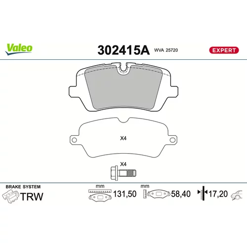 Sada brzdových platničiek kotúčovej brzdy VALEO 302415A
