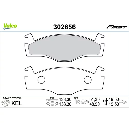 Sada brzdových platničiek kotúčovej brzdy VALEO 302656
